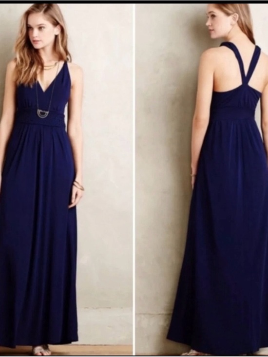 Anthropologie Dresses & Skirts - Anthropologie Maeve Navy Blue Yuma Sleeveless Maxi‎ Dress Women's Size 4